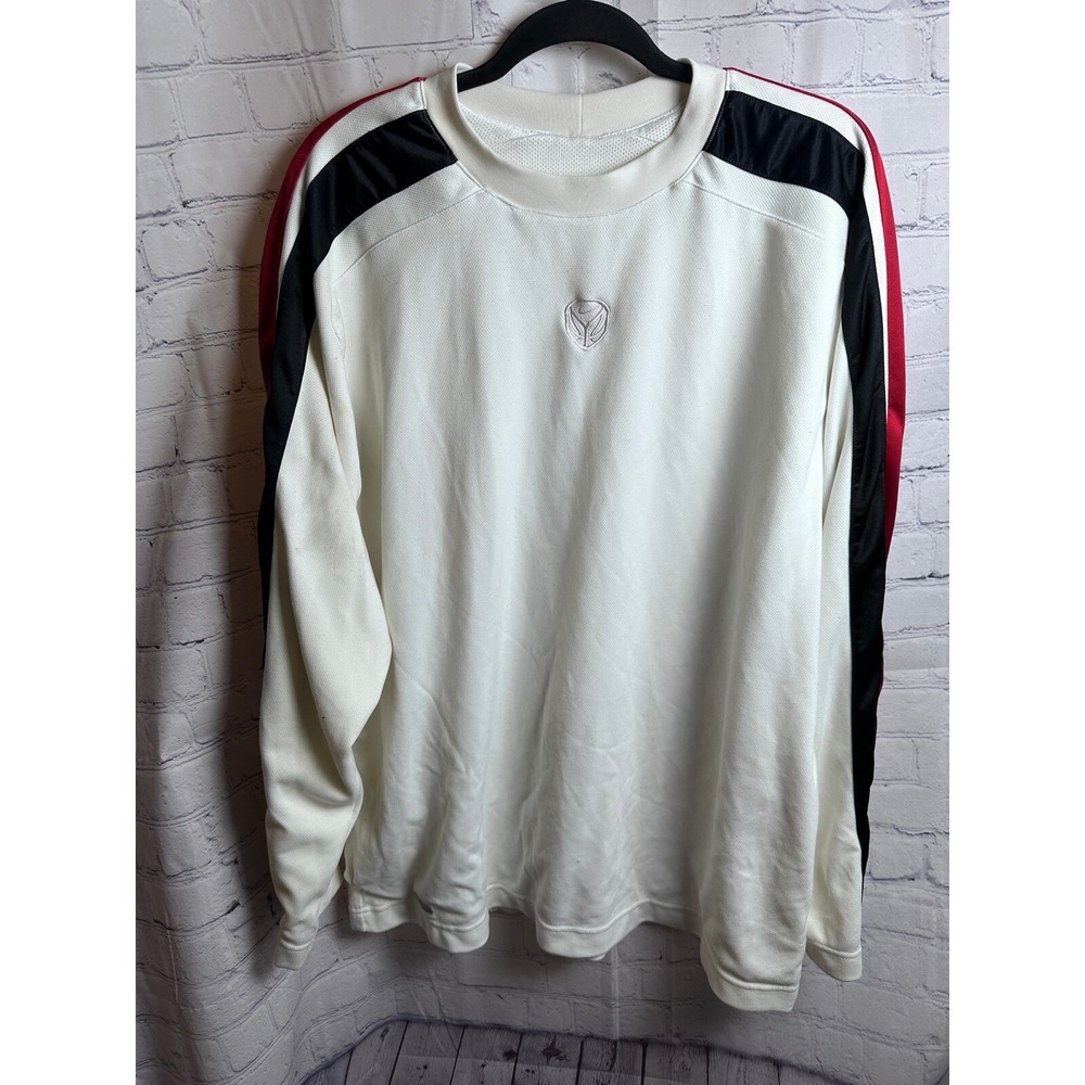 VINTAGE Nike Dri-FIT Sweatshirt Long Sleeve Athletic Top White Black Size L